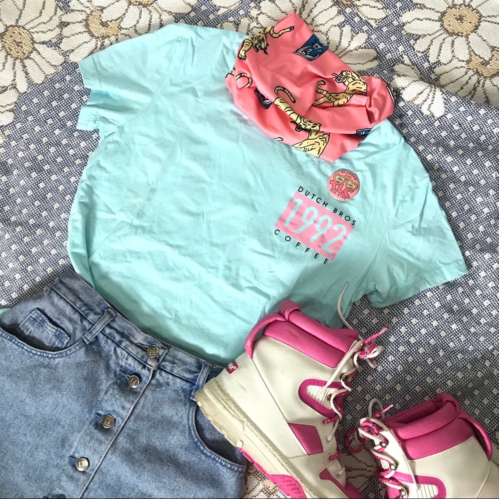 Dutch bros baby blue tee